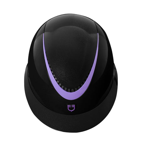 Cap lucido cinturino in ecopelle omologazione EN 1384-2023 nero/violetto