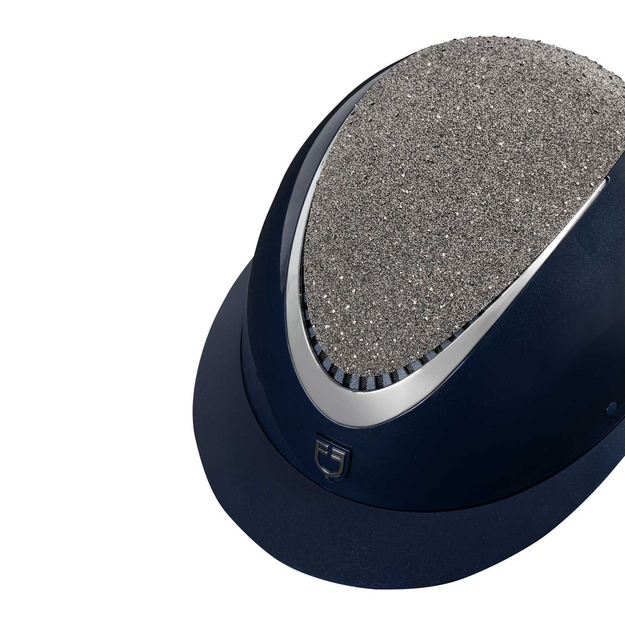 Cap con visiera larga e brillantini omologazione EN 1384-2023 navy/silver