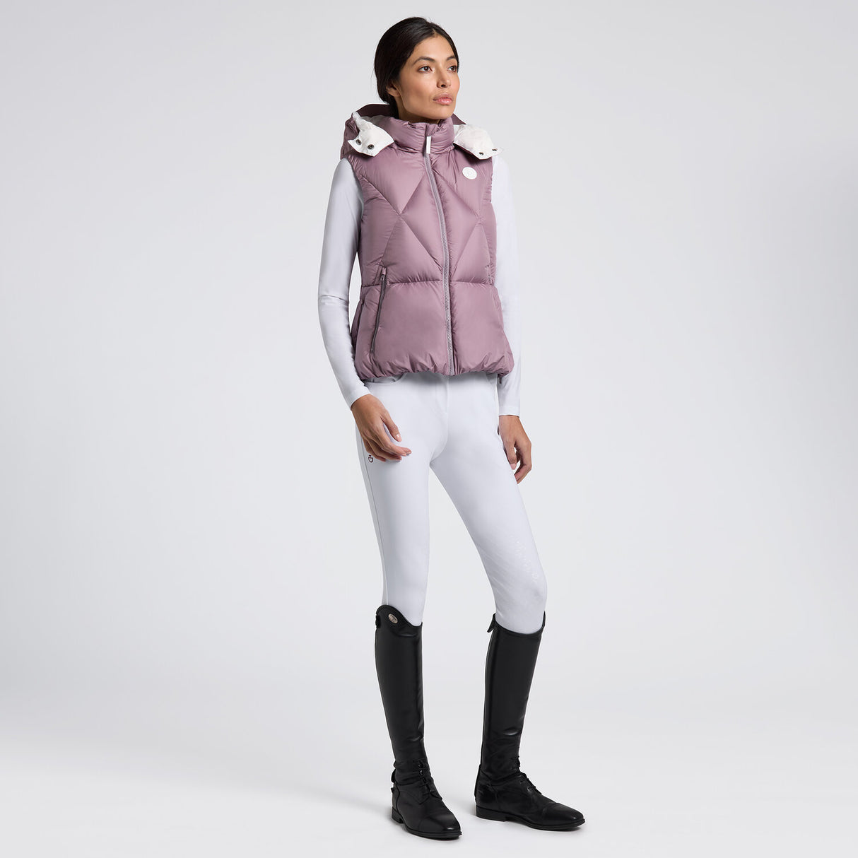 Piumino Smanicato da Donna Cavalleria Toscana in Nylon con Cappuccio