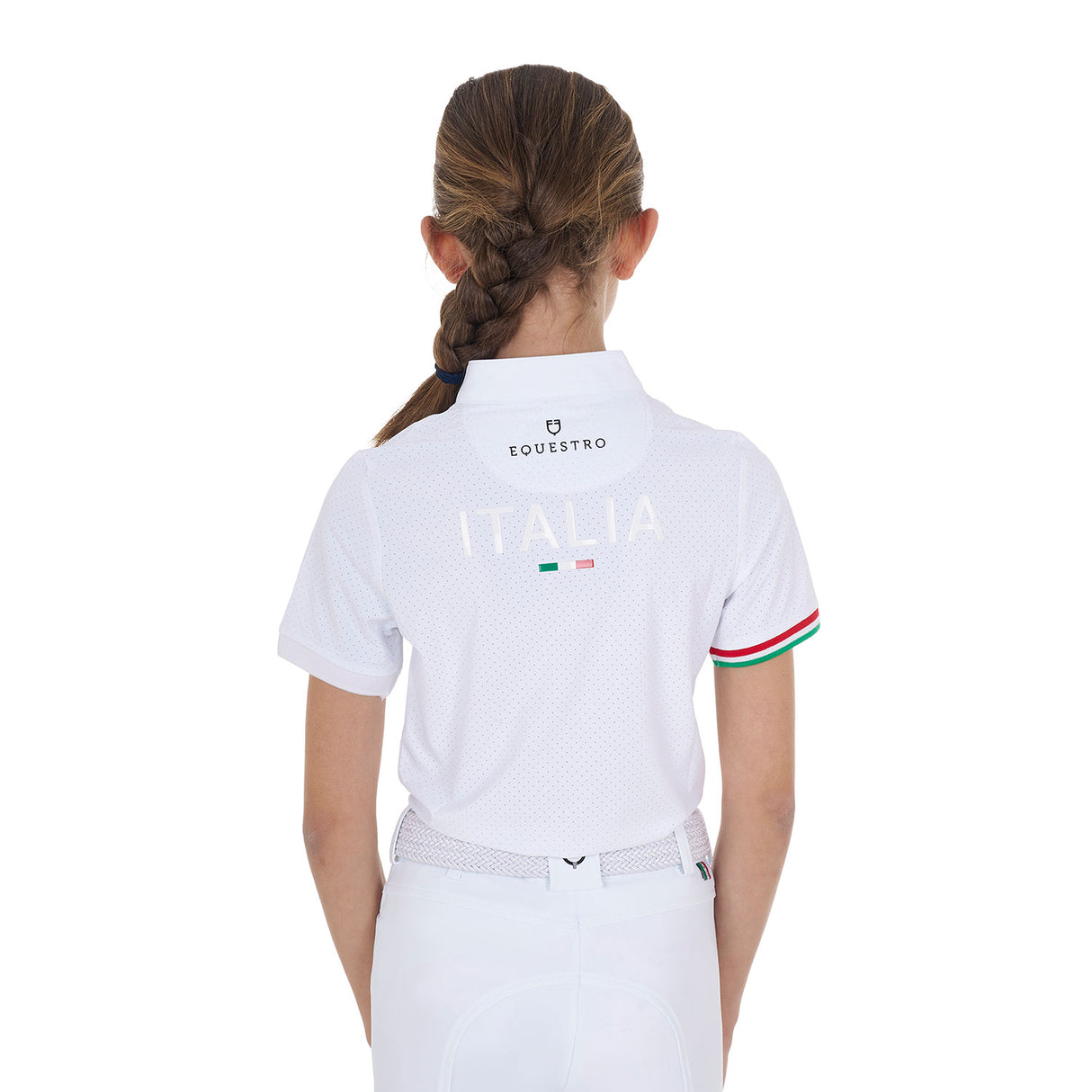 Polo bambina da concorso con zip Equestro X FISE