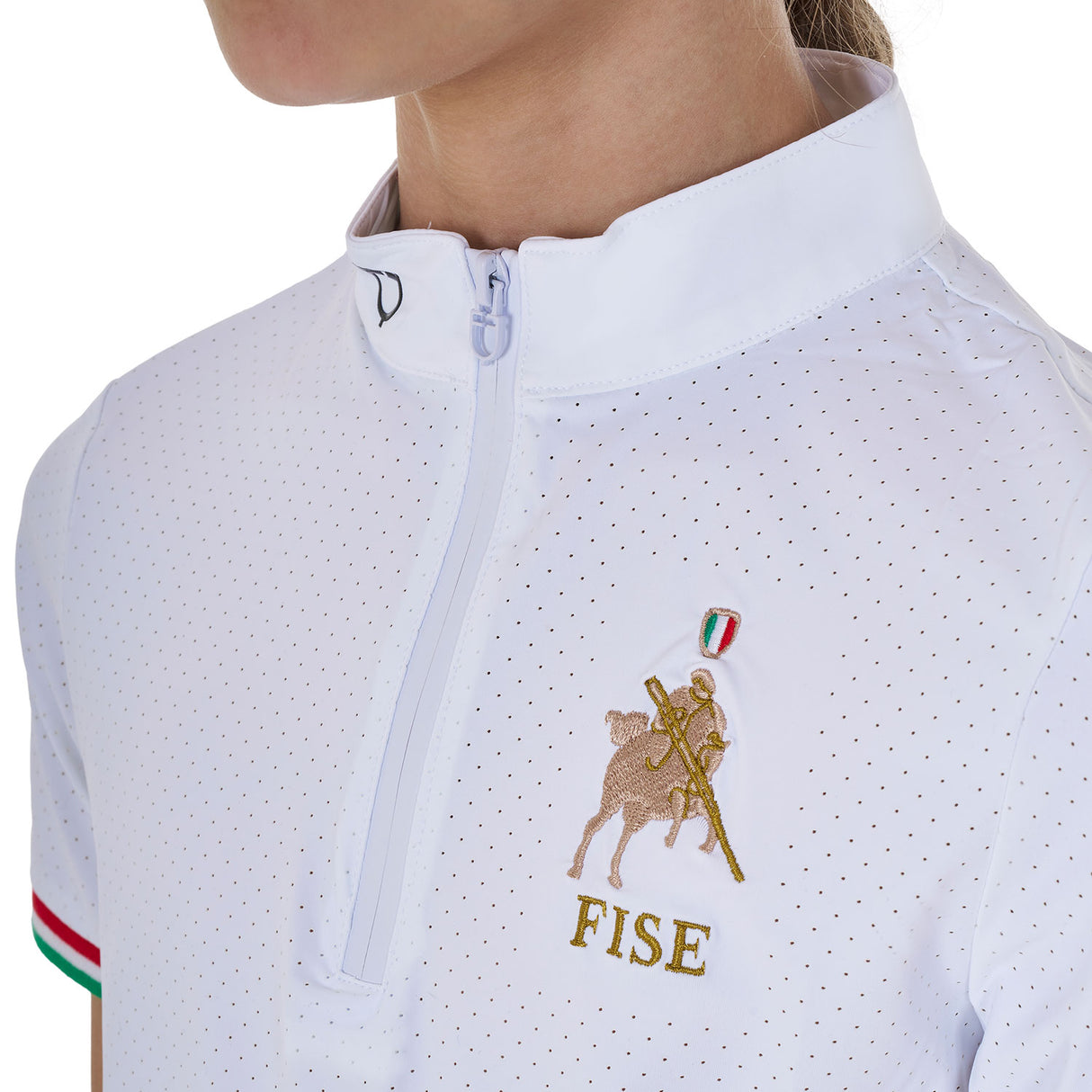 Polo bambina da concorso con zip Equestro X FISE