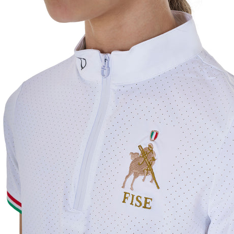 Polo bambina da concorso con zip Equestro X FISE