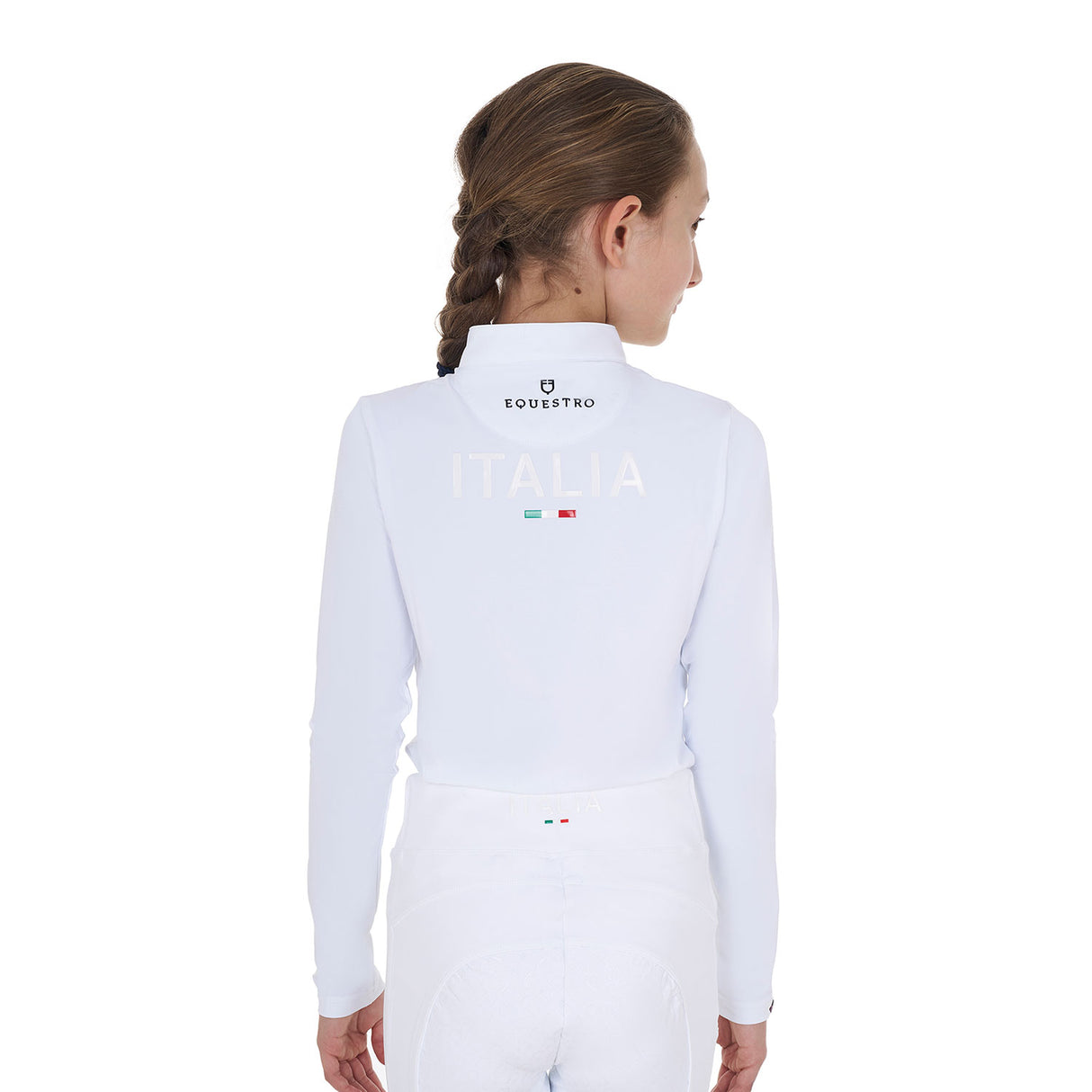 Polo bambina da concorso maniche lunghe Equestro X FISE