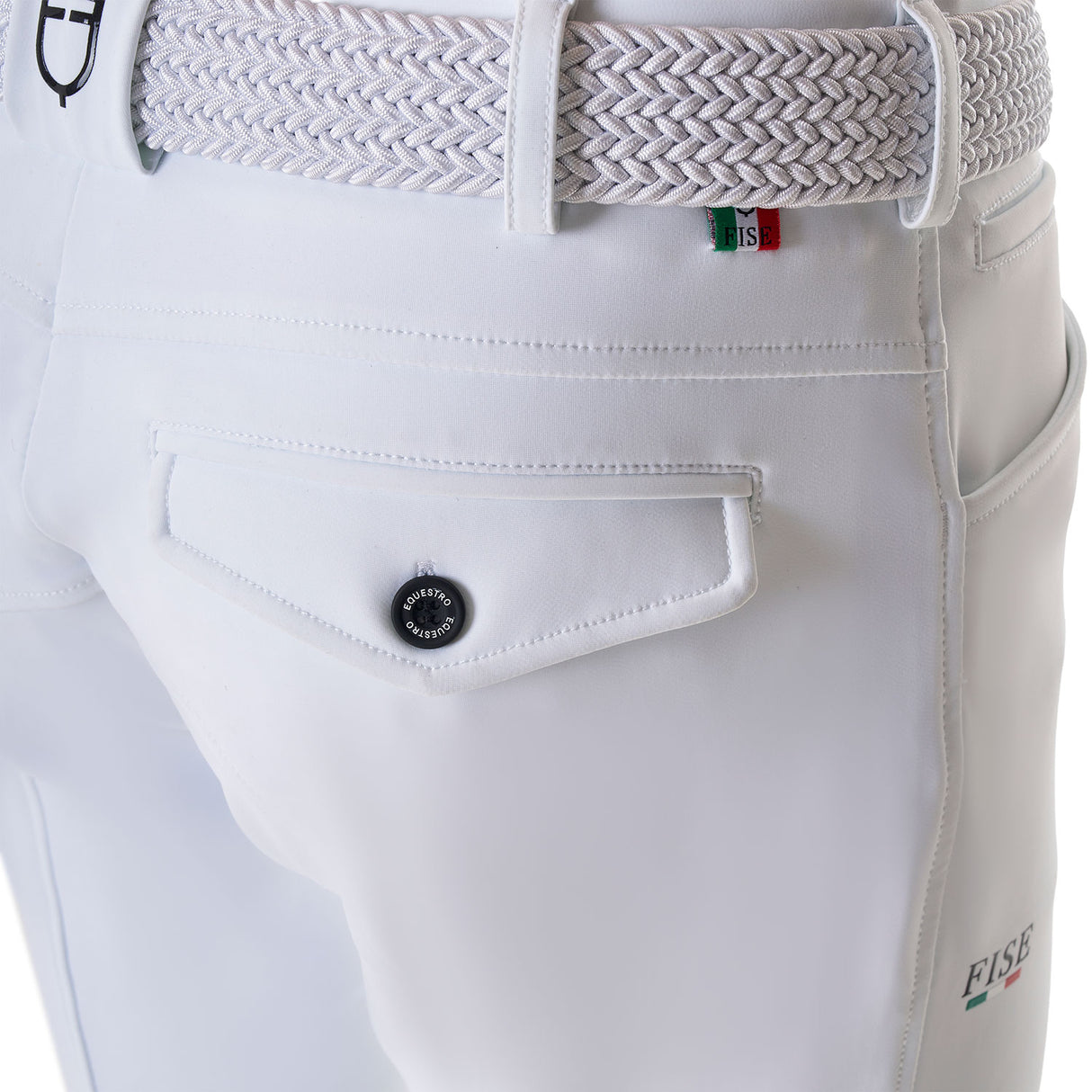 Pantaloni uomo grip ginocchio Equestro X FISE bianco