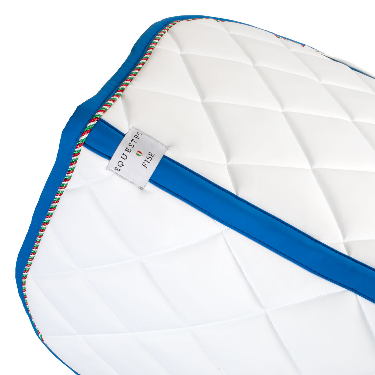 Sottosella salto e cuffia piping tricolore Equestro X Fise bianco full