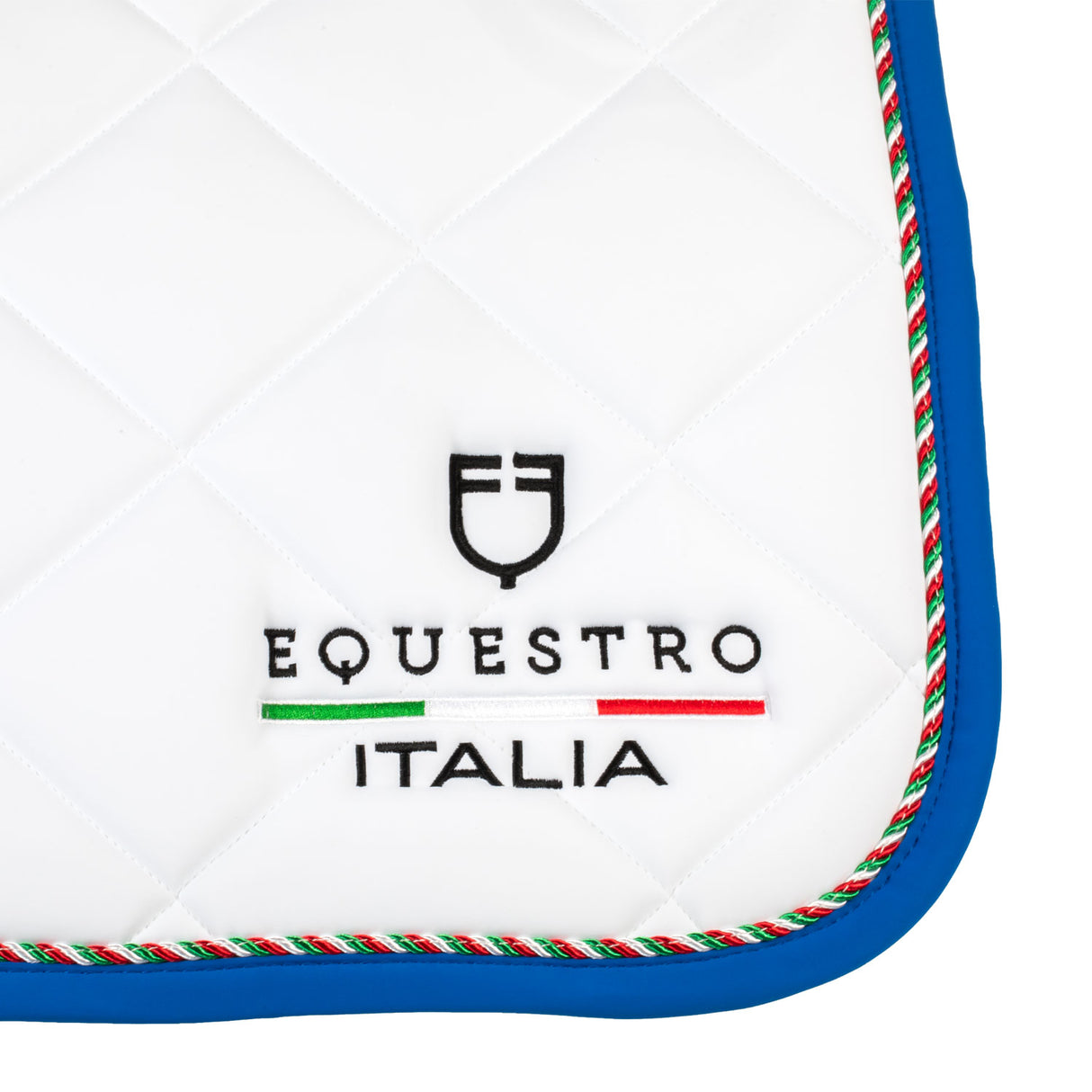 Sottosella salto e cuffia piping tricolore Equestro X Fise bianco full