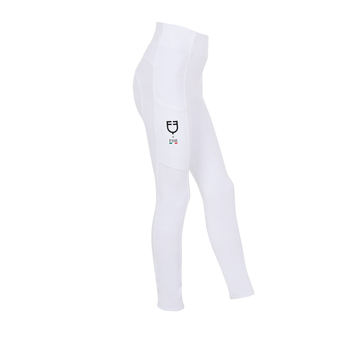 Leggings bambina slim fit full grip Equestro X FISE bianco
