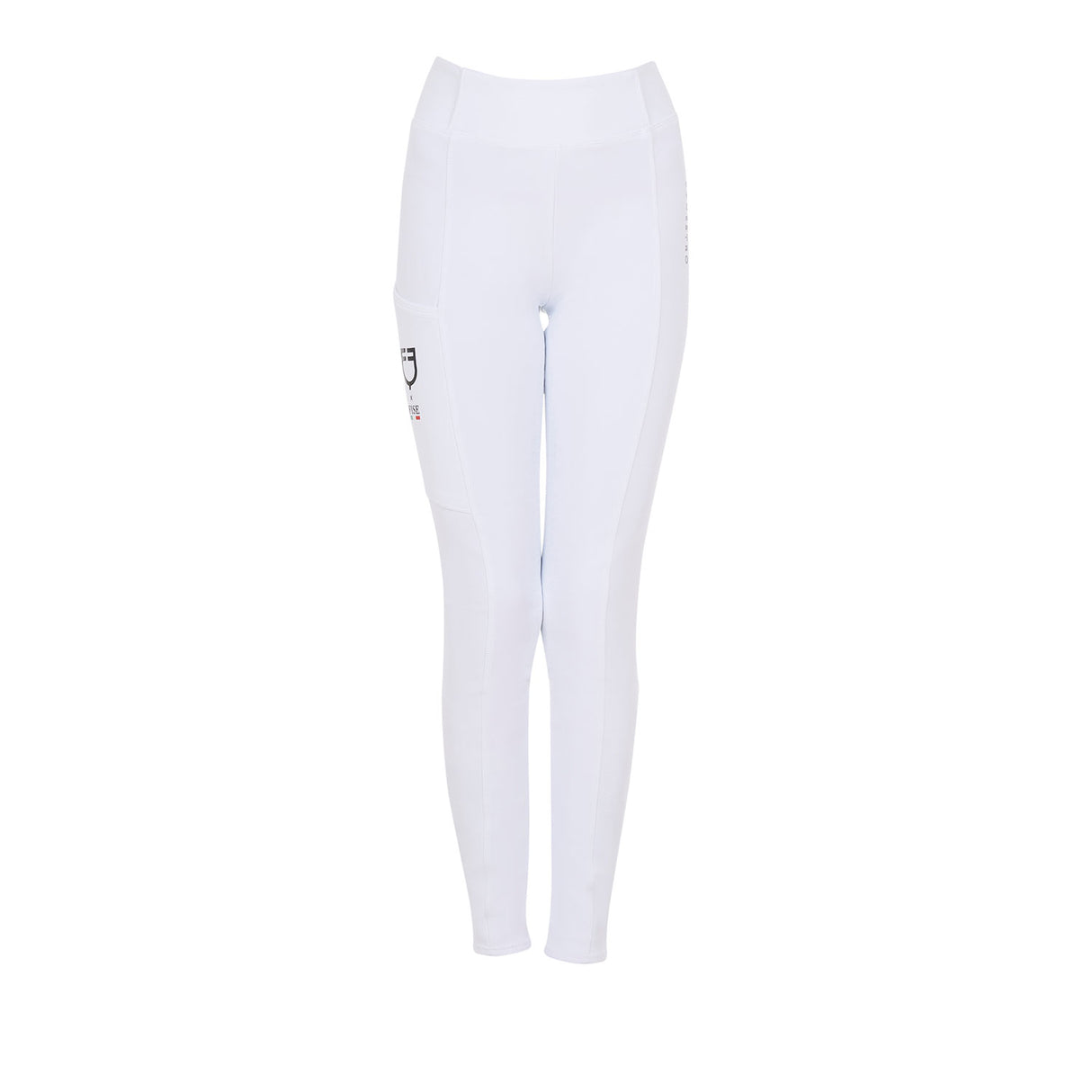 Leggings bambina slim fit full grip Equestro X FISE bianco