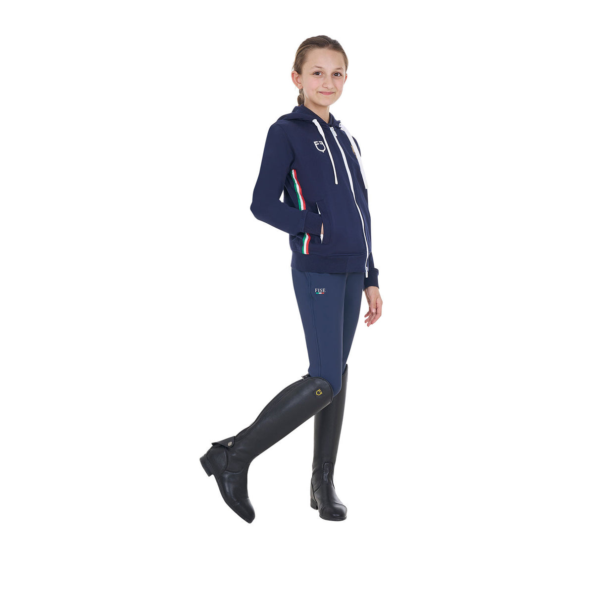 Felpa in pile unisex bambini con cappuccio Equestro x Fise