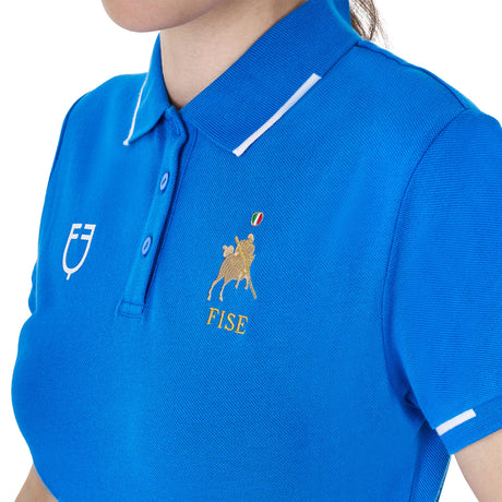 Polo donna da allenamento tre bottoni Equestro X FISE