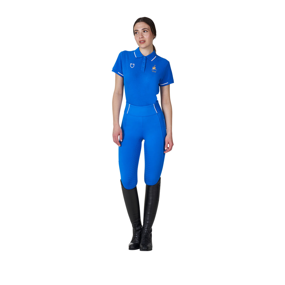 Polo donna da allenamento tre bottoni Equestro X FISE