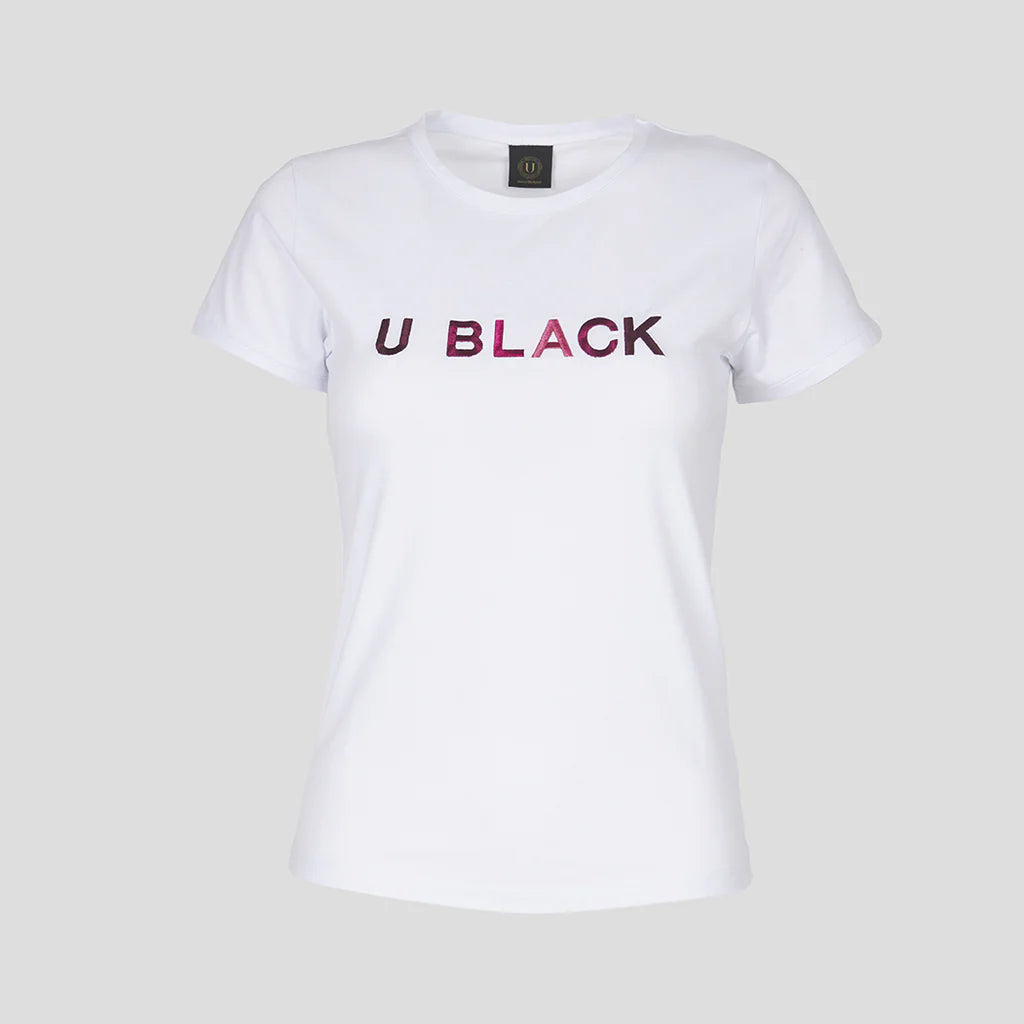 T-shirt maniche corte con scritta Ublack in burgundy