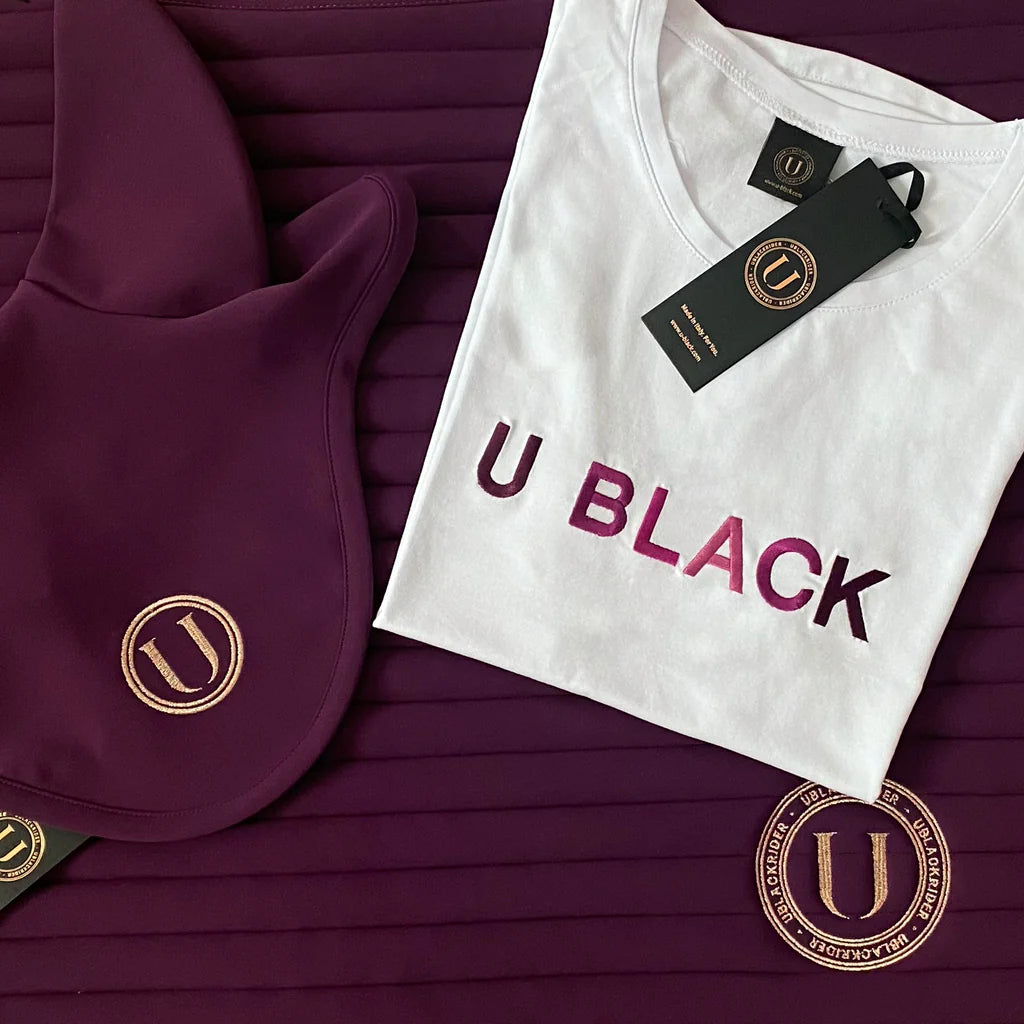 T-shirt maniche corte con scritta Ublack in burgundy