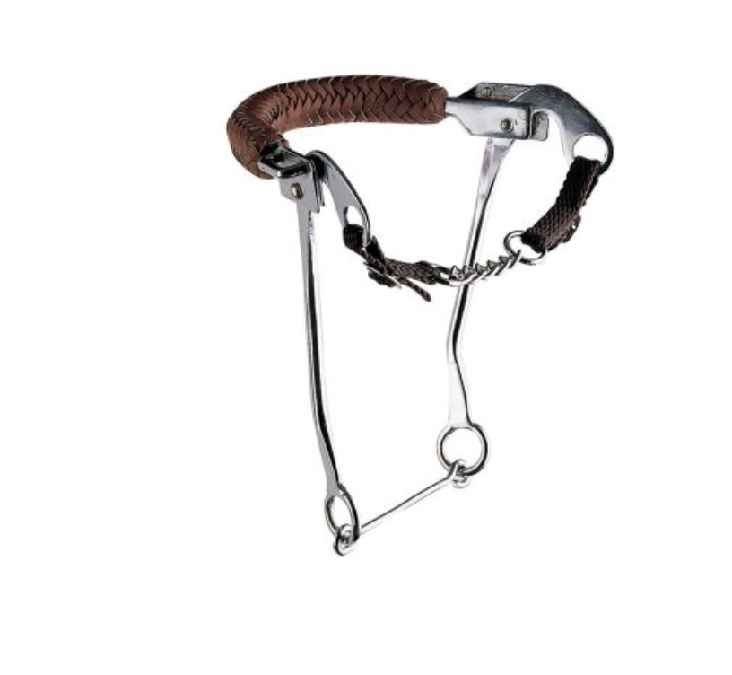 HACKAMORE INOX ASTE LUNGHE C/NASALINA CUOIO INTRECCIATO