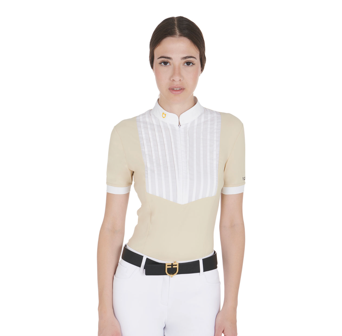 Polo donna slim fit cotone plissettato Equestro