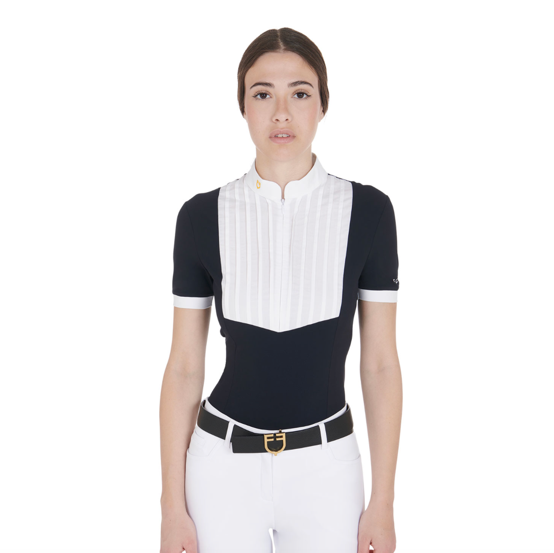 Polo donna slim fit cotone plissettato Equestro