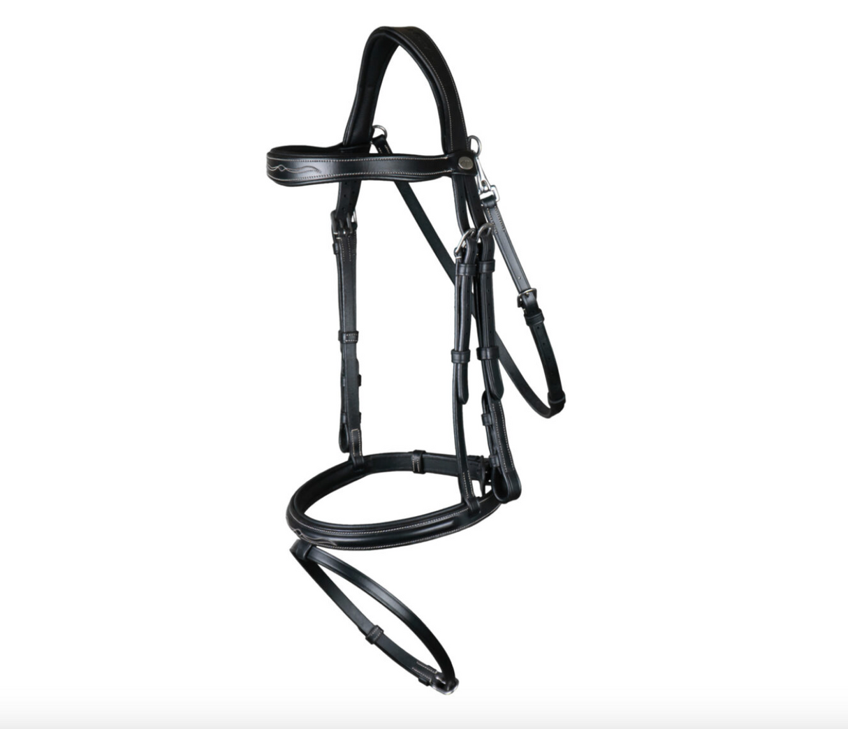 Testiera in cuoio Working Dy'On con moschettone al sottogola  nera