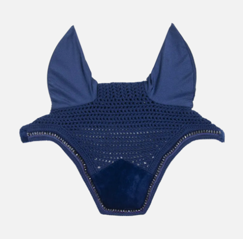 Cuffietta Wrllington velluto e perline Kentucky blu