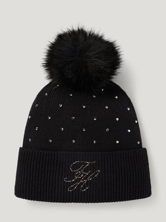 Berretto da donna Daly con strass e pon pon Tommy Hilfiger