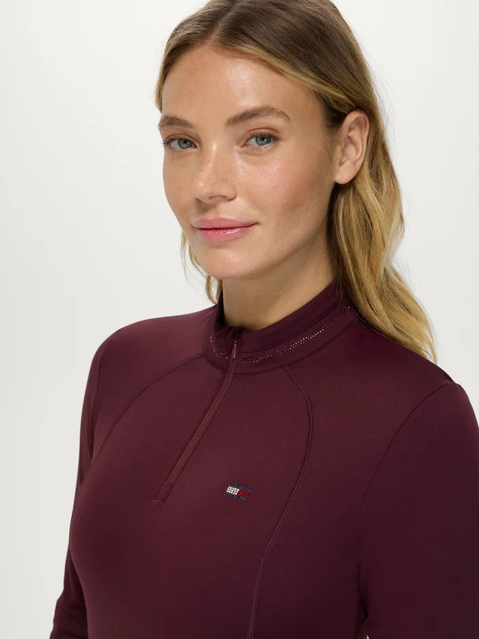 Maglia da allenamento donna Cady con cerniera a 1/4 e strass Tommy Hilfiger