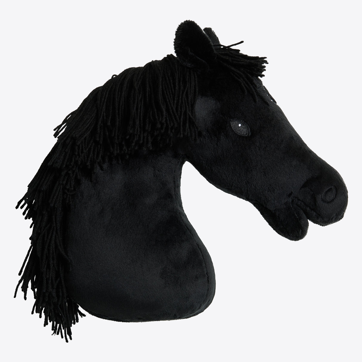 Cavallino a bastone Cavalleria Toscana in peluche nero con ricami e bastone in legno
