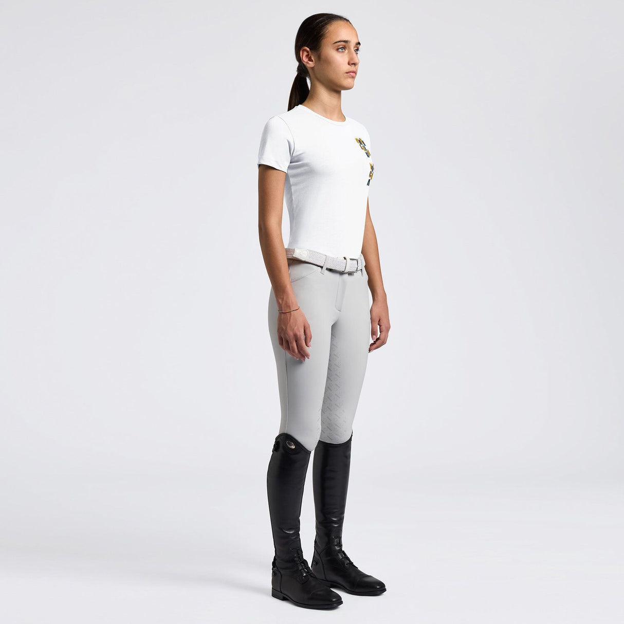 T-shirt in cotone bambina con logo CT ricamato in colori vivaci Cavalleria Toscana