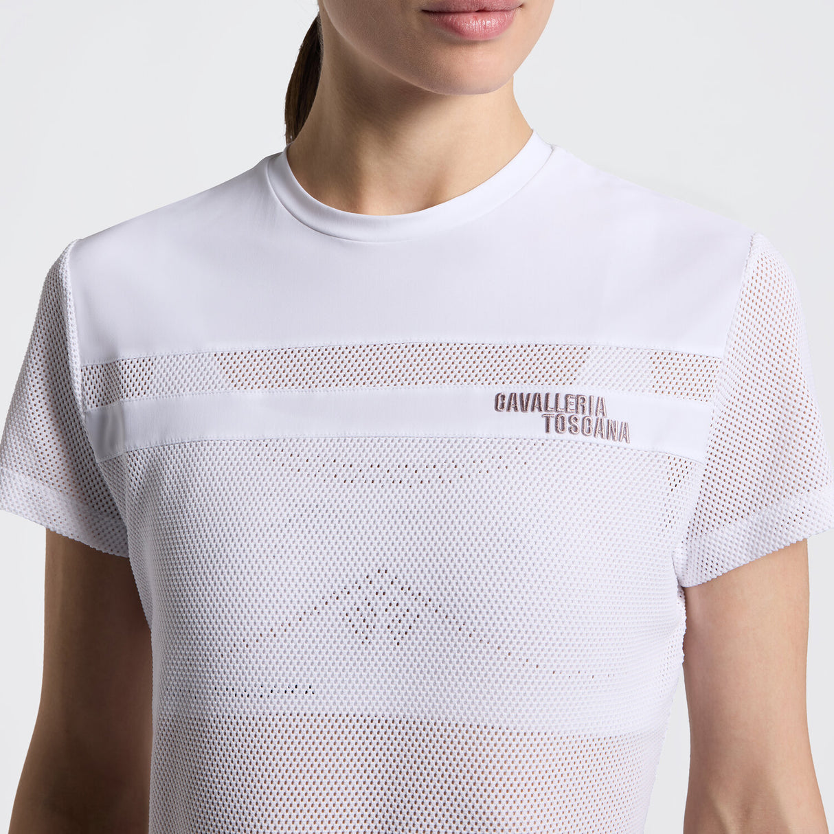 T-shirt da donna traforata con inserti | Cavalleria Toscana