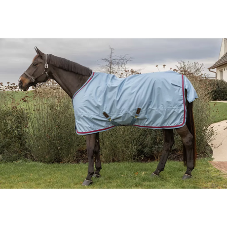 Coperta da esterno celeste per tutte le stagioni con cordino intrecciato rosso Kentucky 160g