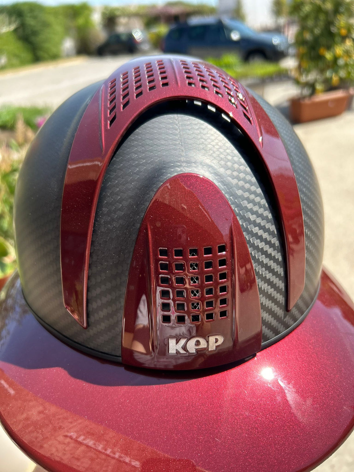 Kep italia CARBON HELMET E-LIGHT MATT / 3 BORDEAUX INSERTS VISIERA POLO