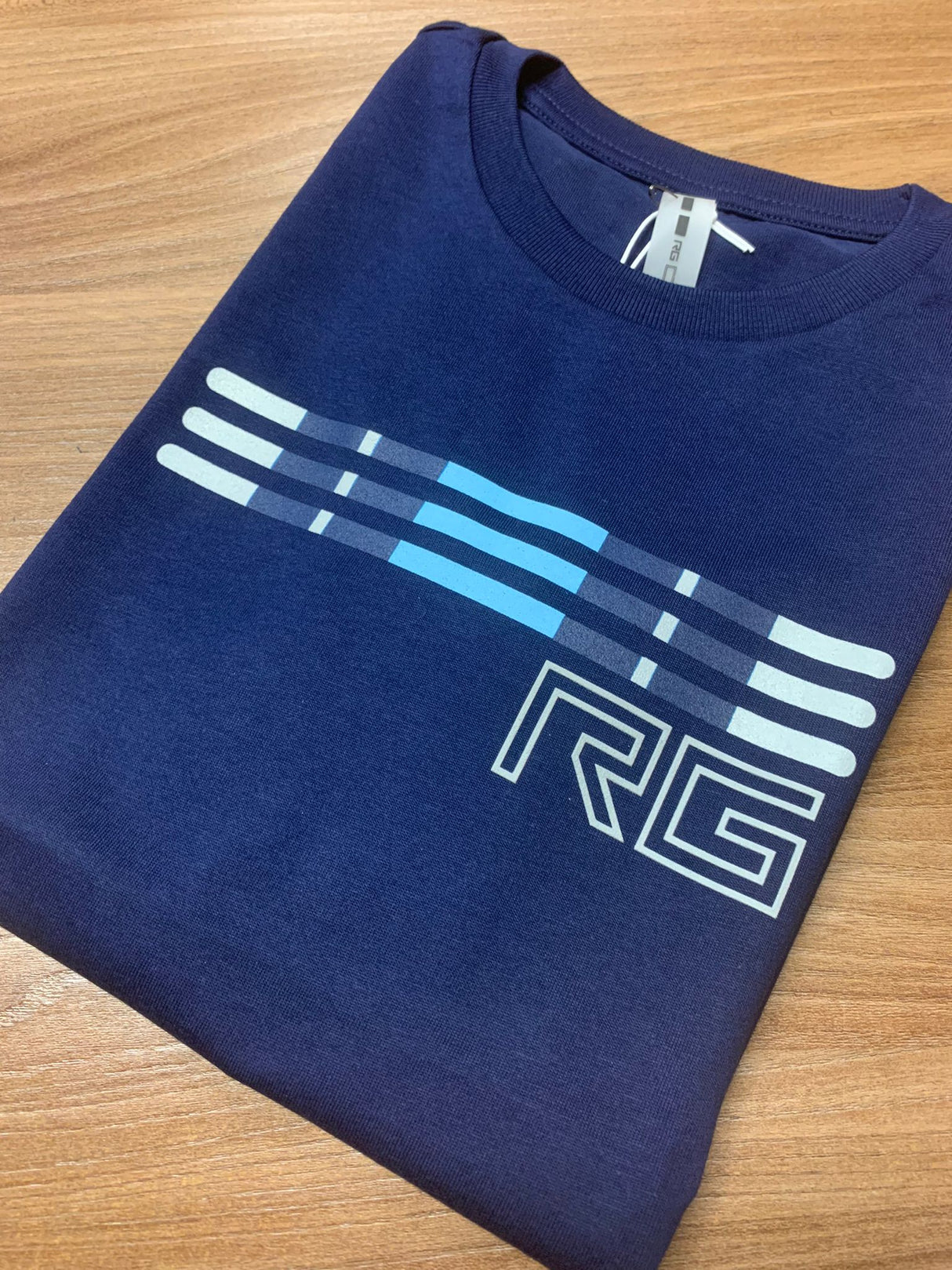 T-shirt bambino blu in cotone con logo RG