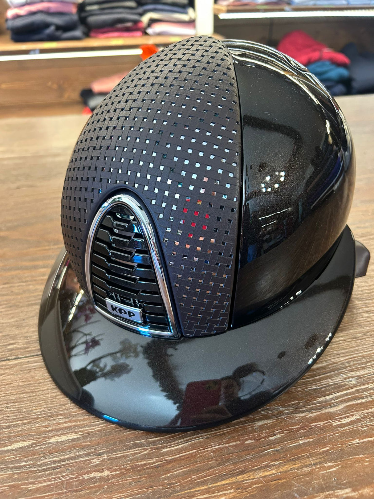 Casco equitazione Cromo 2.0 / Polish Metal Marrone / Verona marrone Cromato / Visiera Polo Large