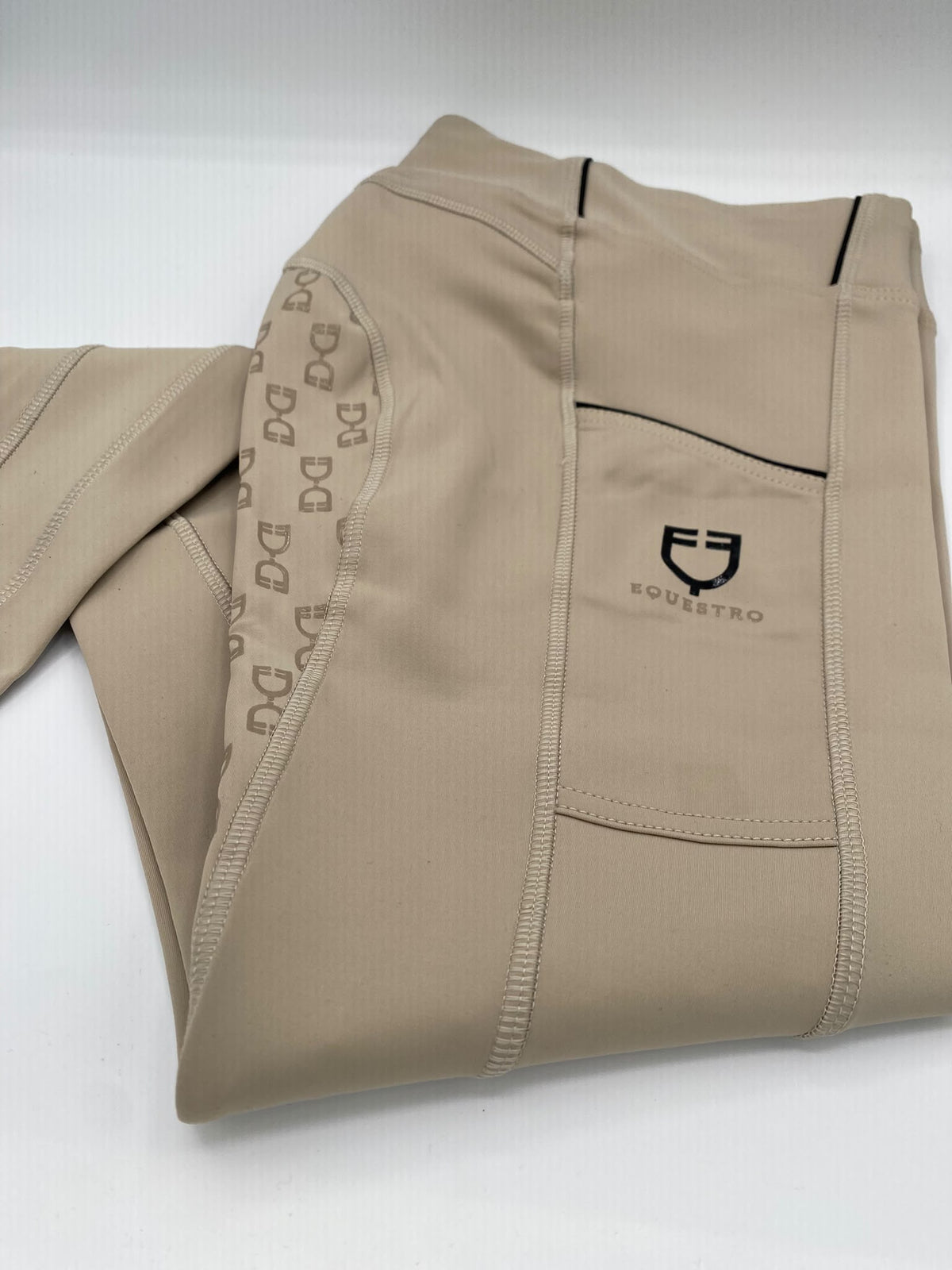 Leggings bambina slim fit grip con logo Equestro colore Cobblestone