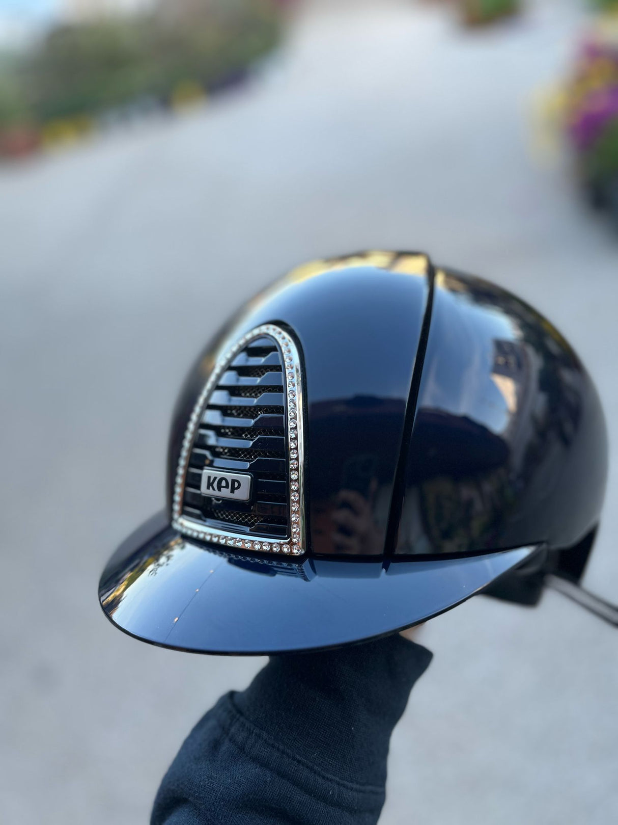 Cromo 2.0 polish metal blu e cornice con brillanti visiera piccola Kep Italia