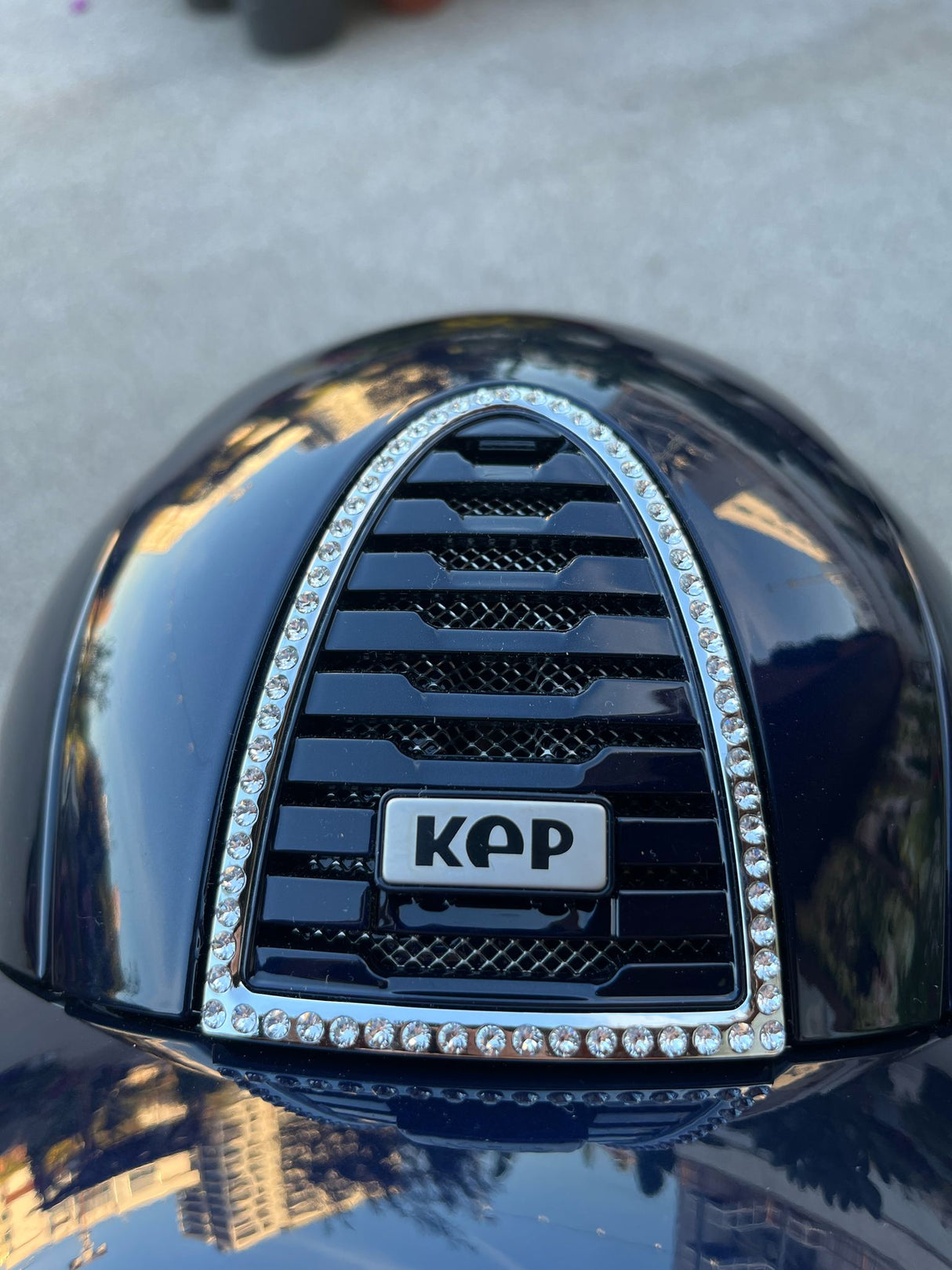 Cromo 2.0 polish metal blu e cornice con brillanti visiera piccola Kep Italia