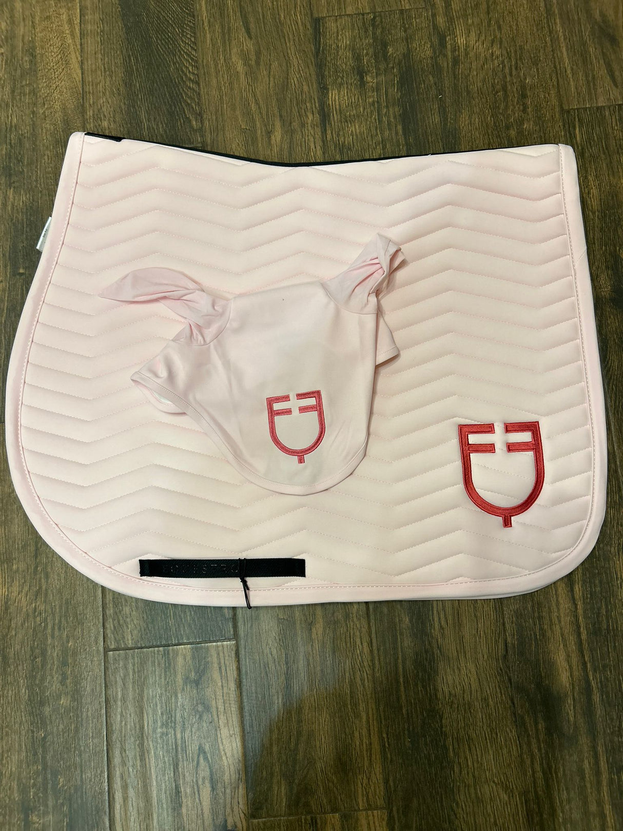 Sottosella e Cuffia Equestro rosa con bordo rosa
