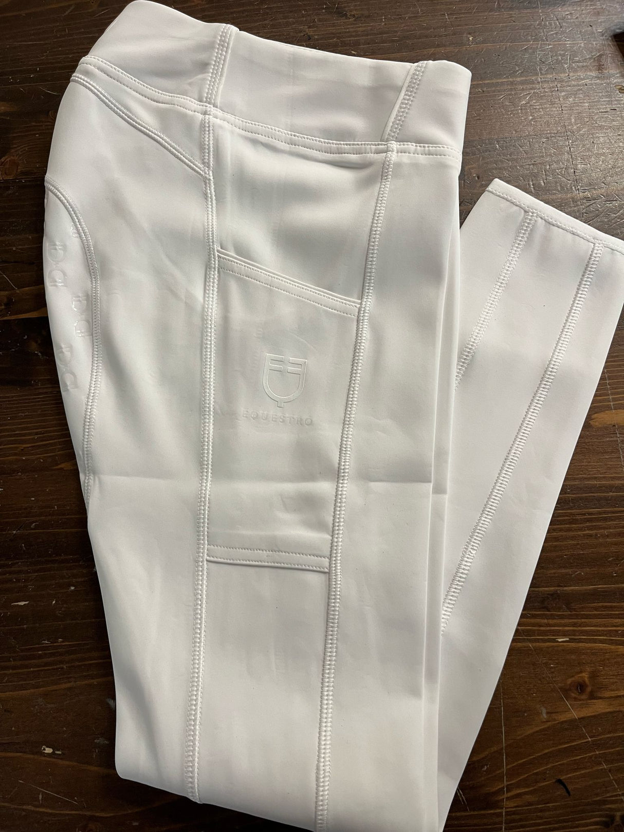 Leggings bambina Equestro full grip con logo bianco