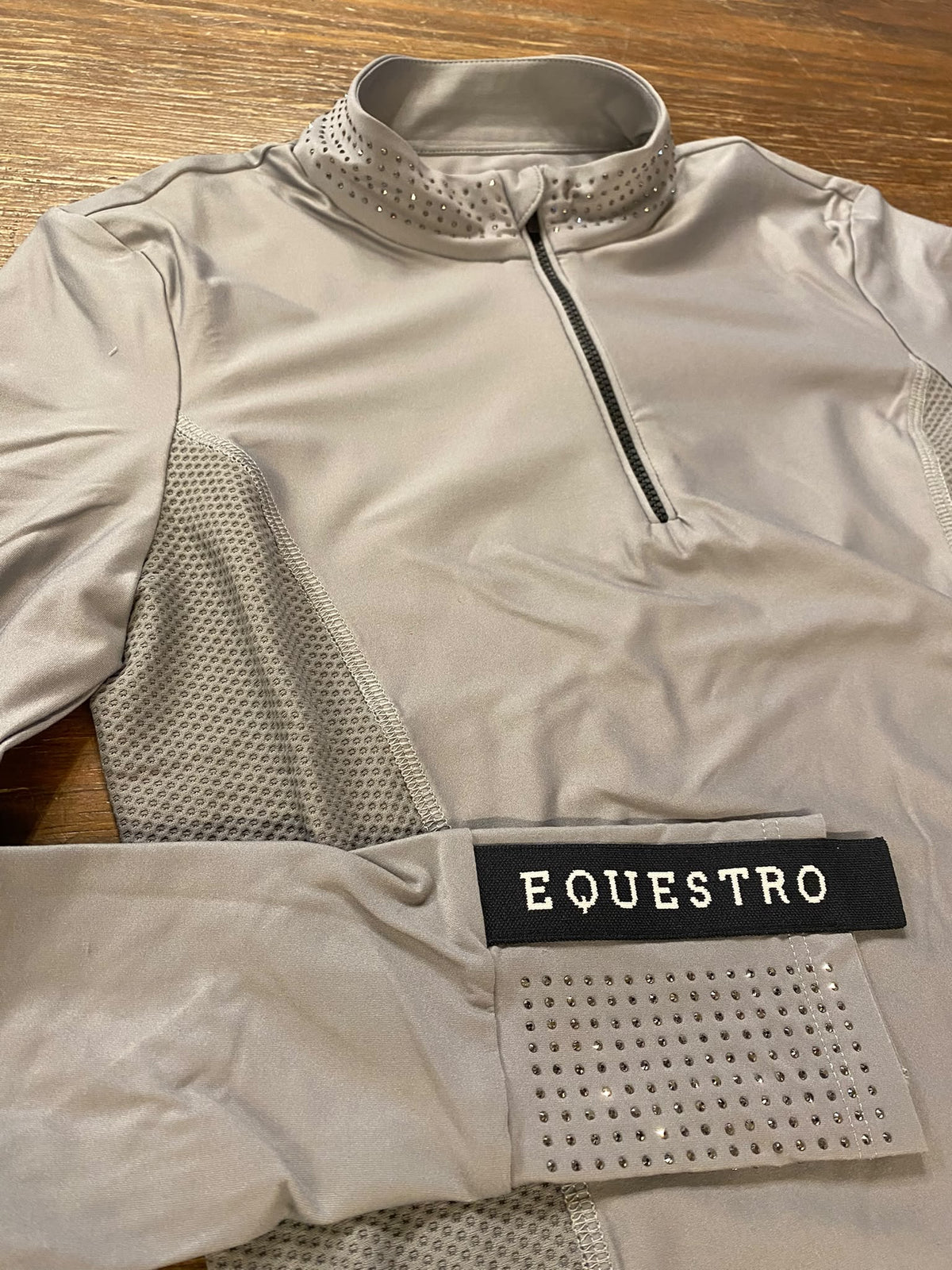 Polo tecnica donna da allenamento con strass Equestro