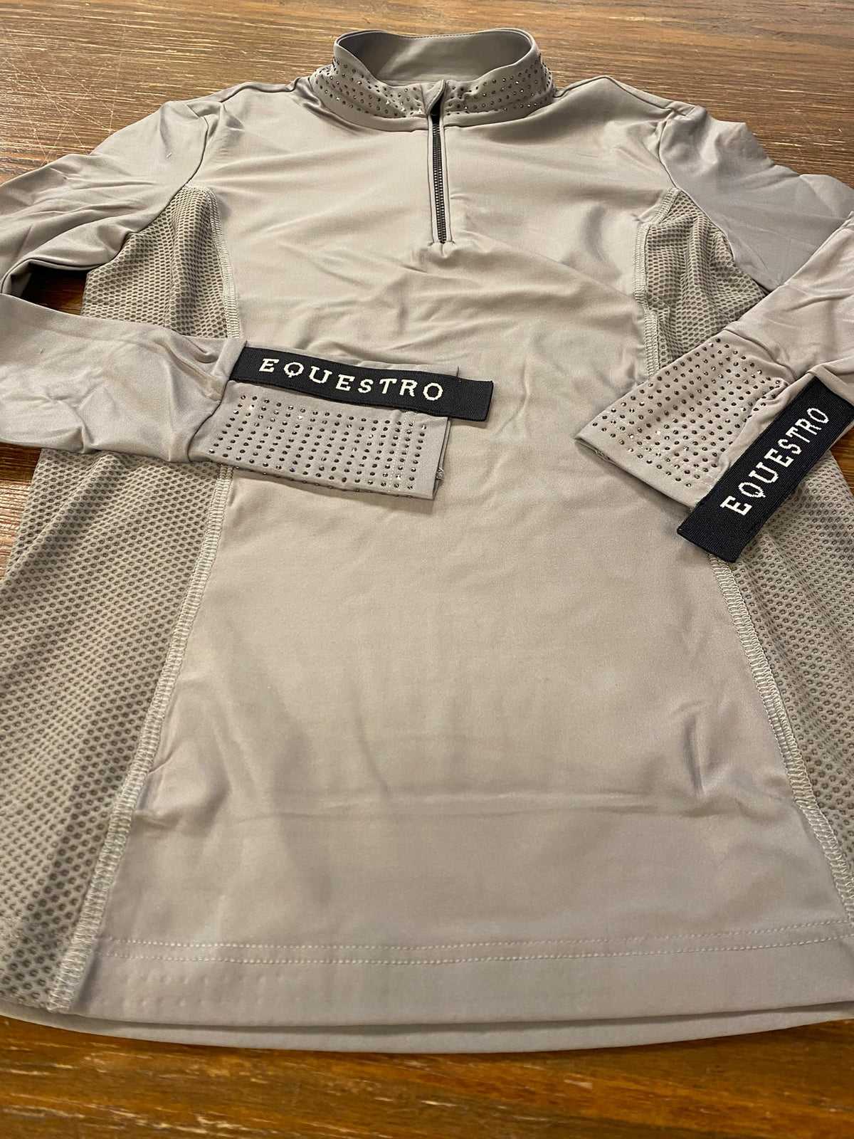 Polo tecnica donna da allenamento con strass Equestro