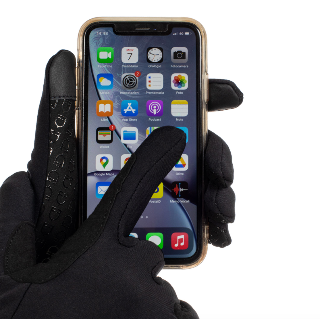 Guanti unisex in tessuto felpato Equestro Neri