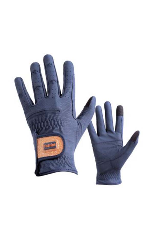 GUANTI TATTINI LUREX CON DECORO IN ORO ROSA