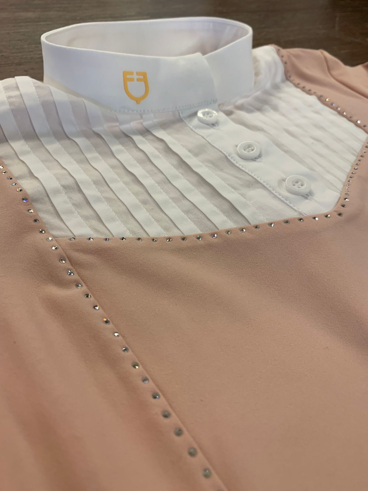 Polo da gara bambina Equestro con pettorina bianca e strass