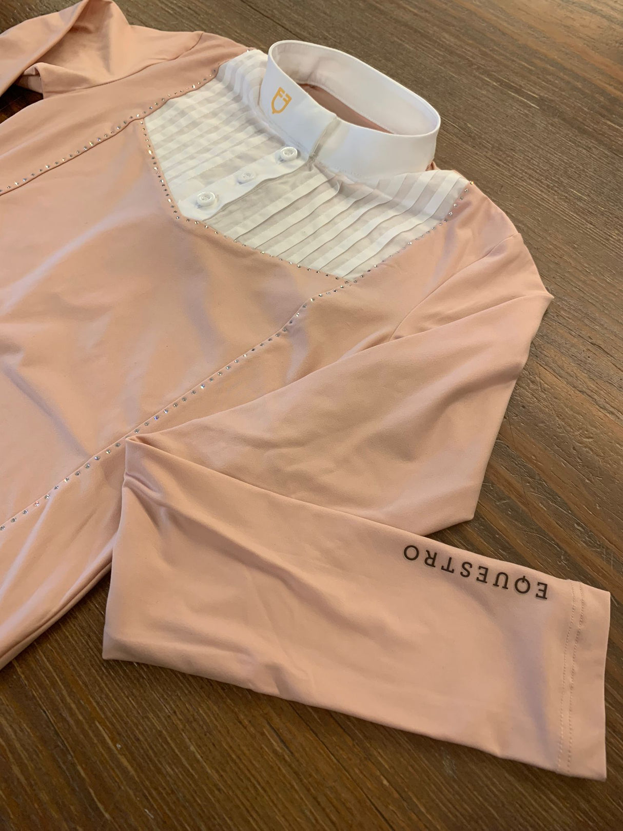 Polo da gara bambina Equestro con pettorina bianca e strass