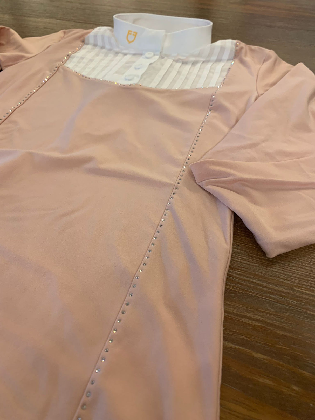 Polo da gara bambina Equestro con pettorina bianca e strass