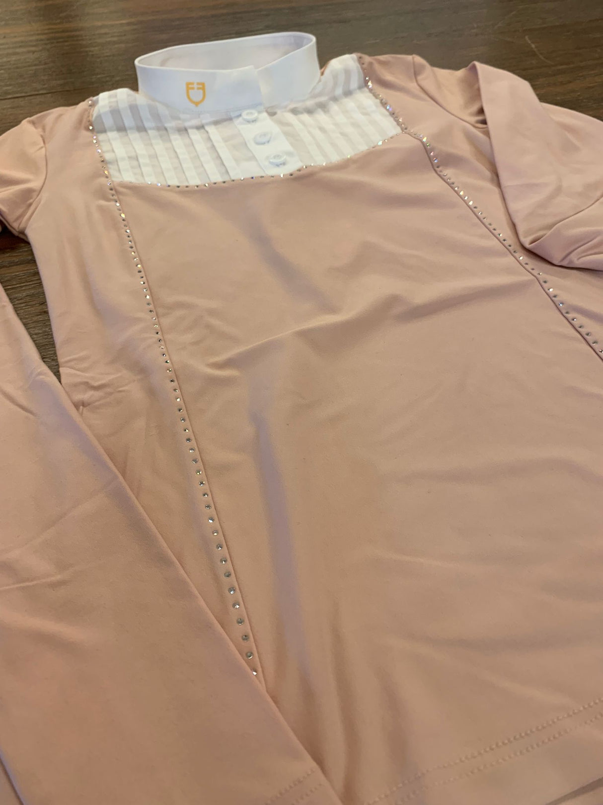 Polo da gara bambina Equestro con pettorina bianca e strass