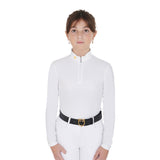 Polo da gara bambina in tessuto tecnico felpato Equestro