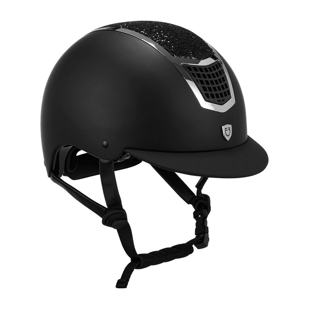 Cap modello Eclipse Stone Mat con brillantini nero e argento Equestro