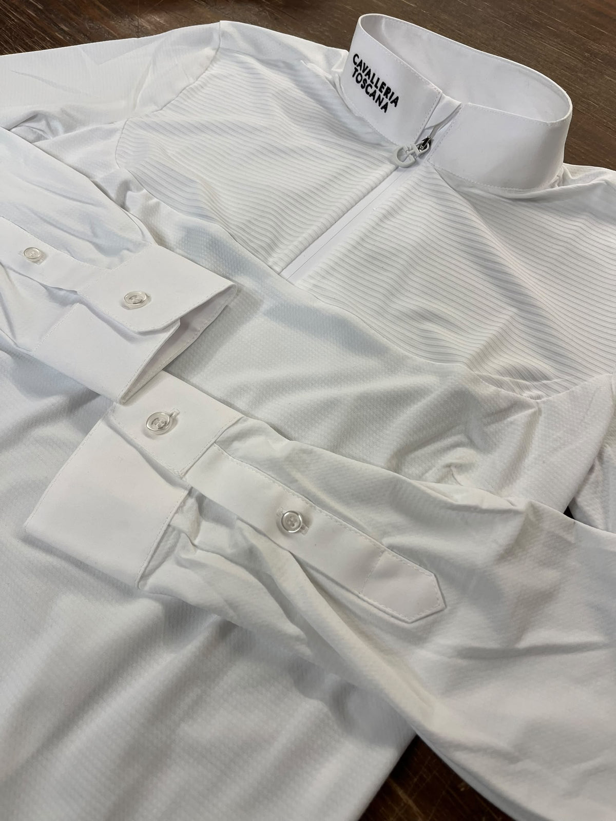 Maglia tecnica da gara donna con inserti a righe e cerniera frontale Cavalleria Toscana