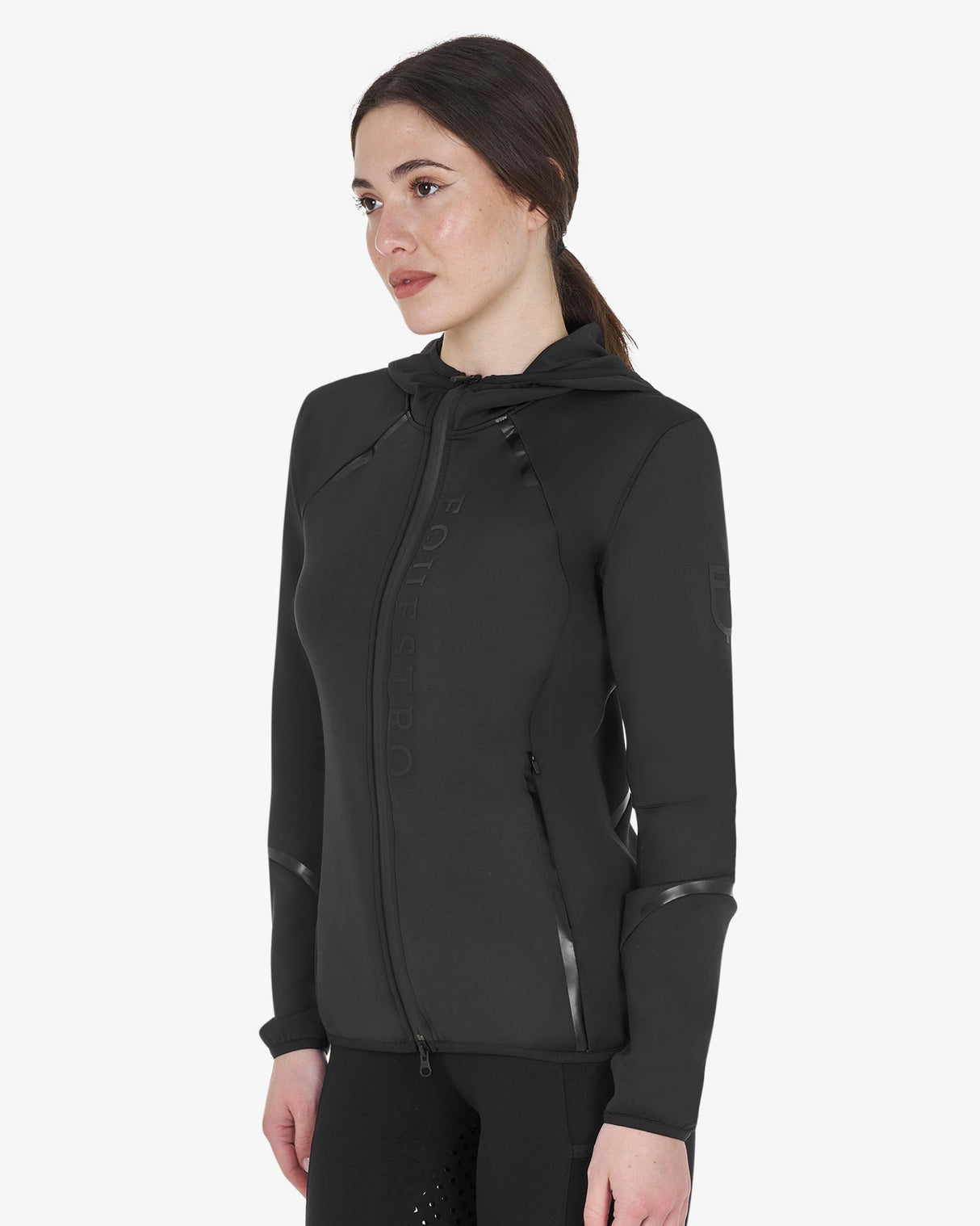 Felpa tecnica da donna in jersey con zip