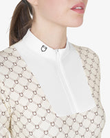 Polo donna da concorso a manica lunga con stampa monogram