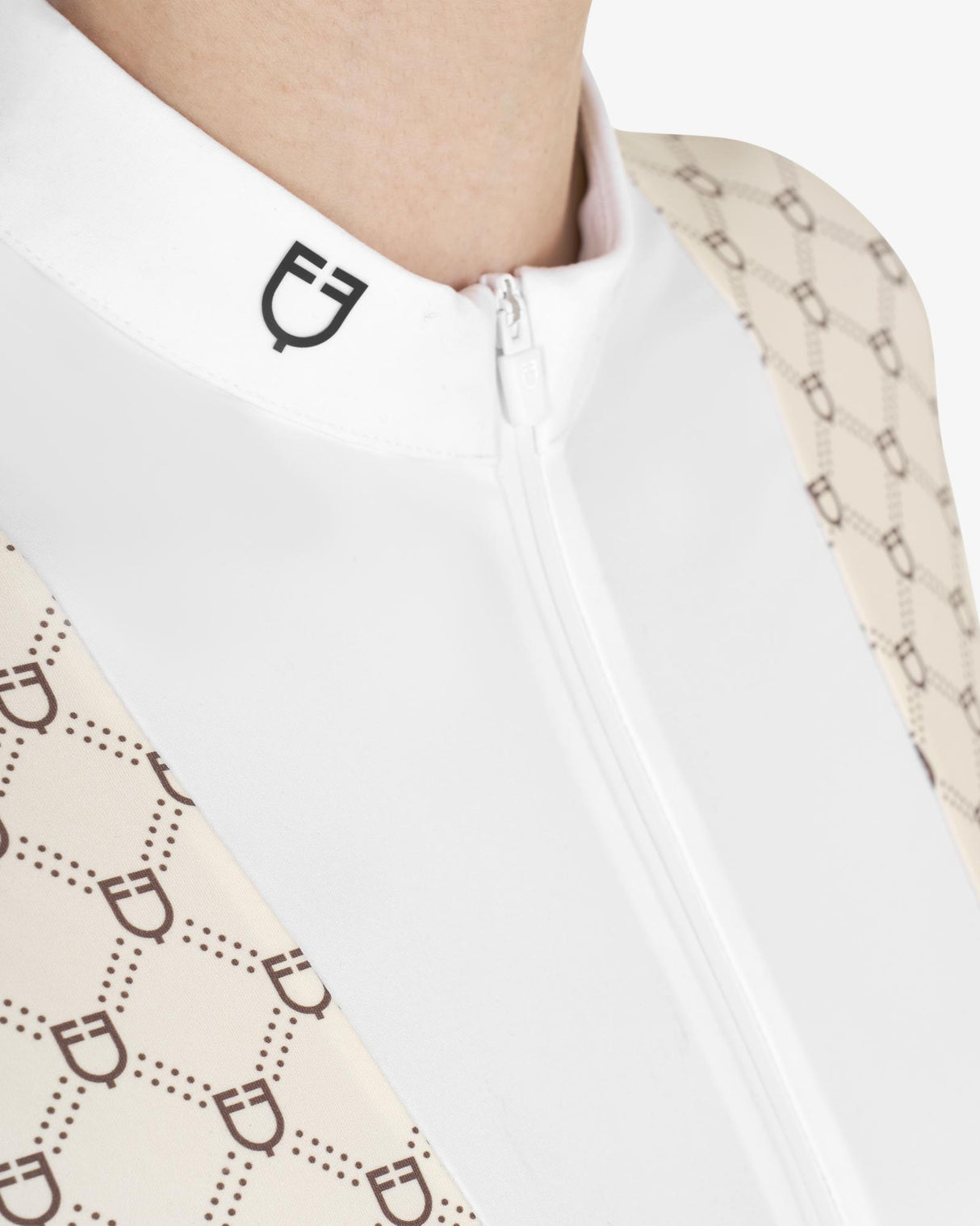 Polo donna da concorso a manica lunga con stampa monogram